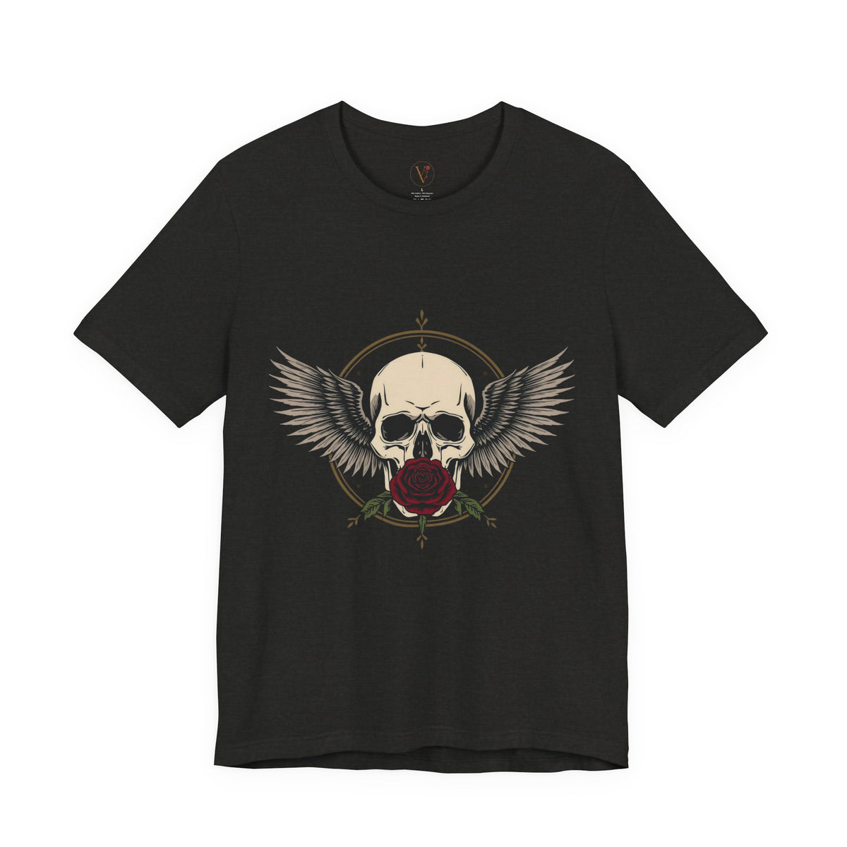 Skull Rose Wings T-Shirt | Gothic Tattoo Biker Streetwear | Vice & Velvet Chapter I